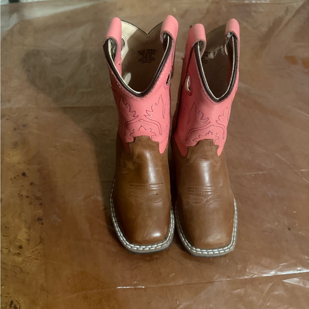 Old West Kids Boots in Pink and Brown